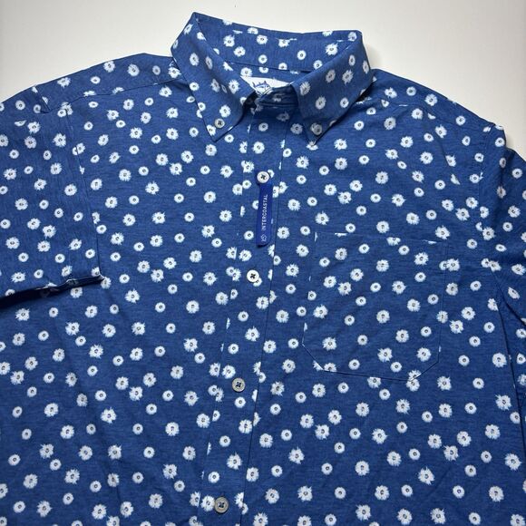 Southern Tide Performance Blue Floral Men's S Button Down Short Sleeve Shirt New - Picture 3 of 8